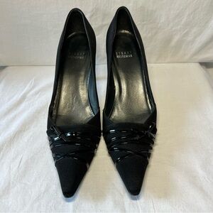 Vintage Stuart Weitzman Black Fabric Pointed Toe Heels 8 N
